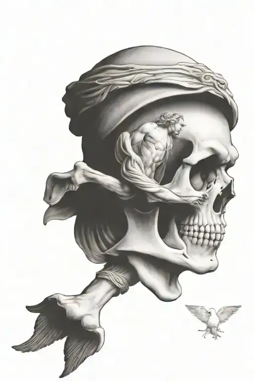 Creation Of Adam And Icarus Falling From Sky