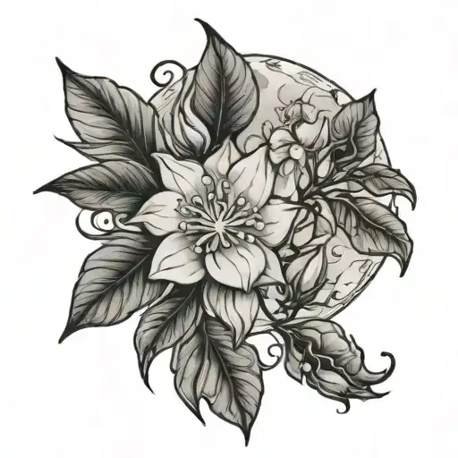 Full Moon And Jasmine Flower Growing