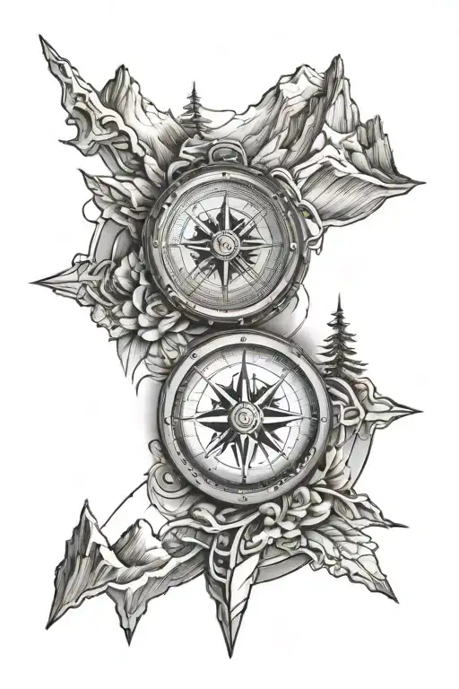 Compass And Mountains