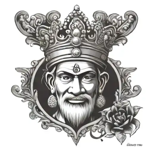 Sai Baba Crown Surrounded Saisha Name Written