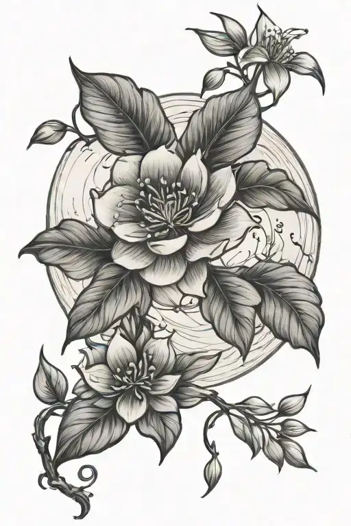 Full Moon And Jasmine Flower Blooming