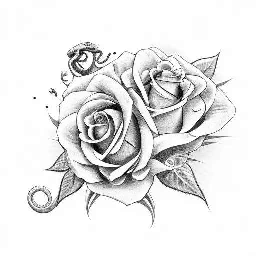 Snake And Roses Black