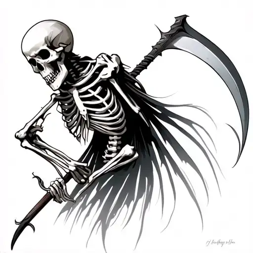 Skeleton From Behind Holding Scythe