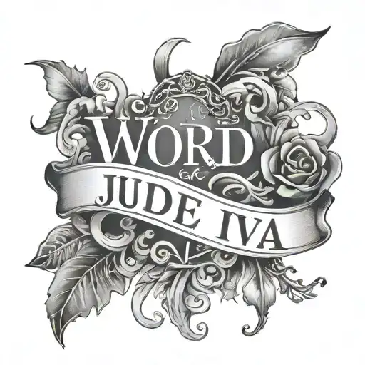 Word Art Tattoo Using The Names Jude And Iva