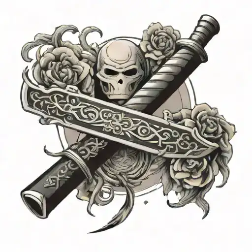 Katana In Stone Back Fob Sakura