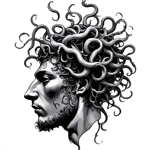 Medusa Holding Man Head
