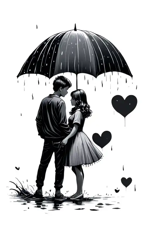 Love Isn't Worth It Without You With A Boy A Girl Going Separate Ways In The Rain Of A Poverty Area