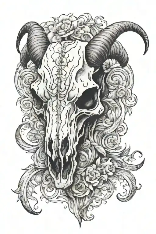Half Bull Half Goat Skull