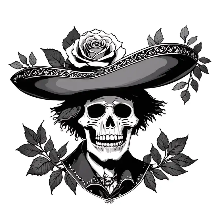 Sad Skeleton Mariachi With Rose