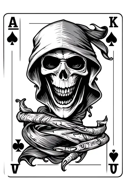 Grim Reaper Smile With Ace Of Spade Card