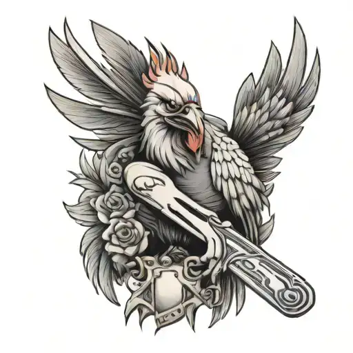 Half Skeleton Chicken Holding A Knife