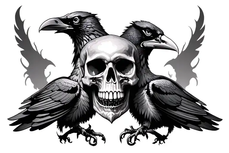 Skull Latern With Ravens