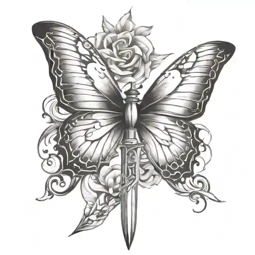 A Buttefly Witha Sword Through The Middle