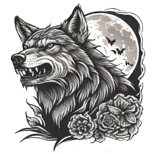 A Angry Wolf With A Butterfly Blood Moon Vikings