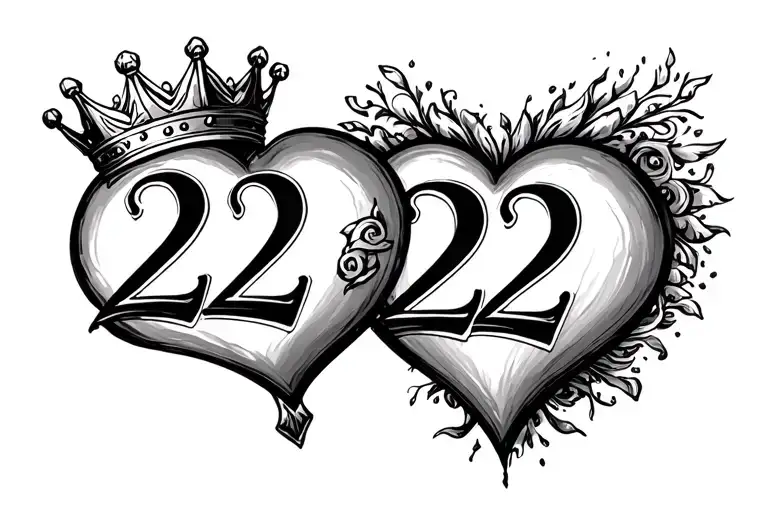 The Number 22 Inside A Heart With A Crown Surrounded