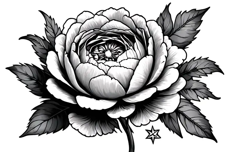 A Peony With A Star