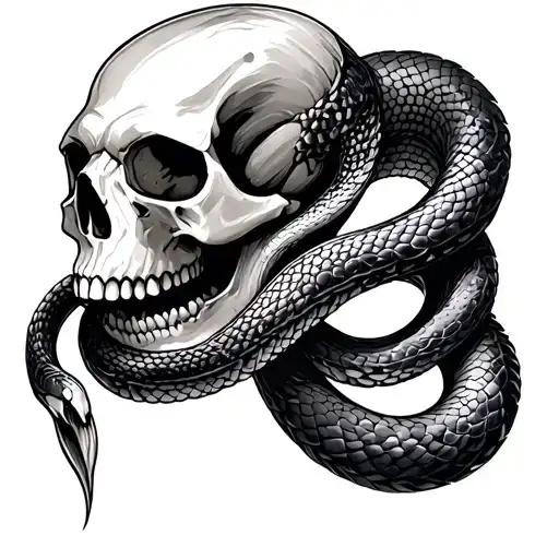 Skull An Snake Intertwined