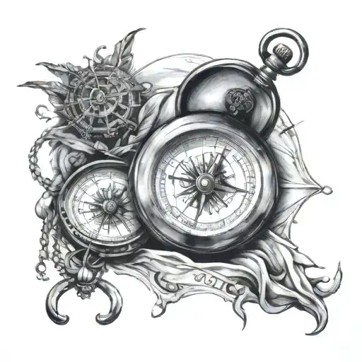 Compass And Pocket Watch