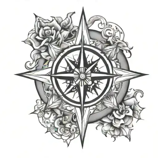 Compass Rose With Intricate