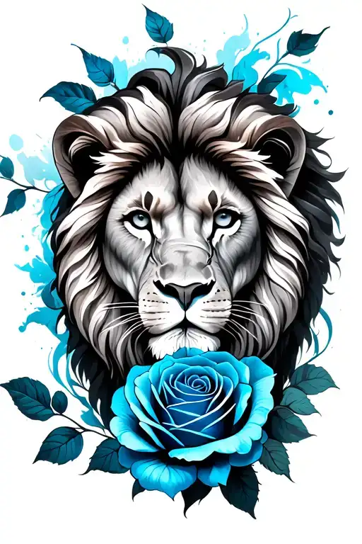 Blue Rose And Lion