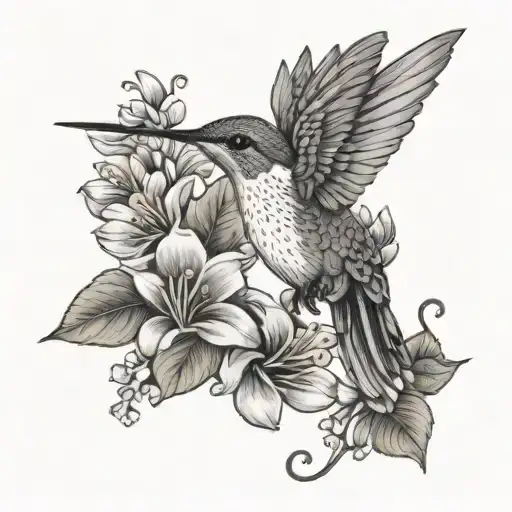 Hummingbird And Flowers