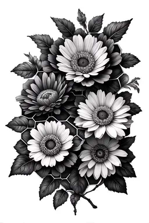 Birth Flowers In Honeycombs Forming The Shape