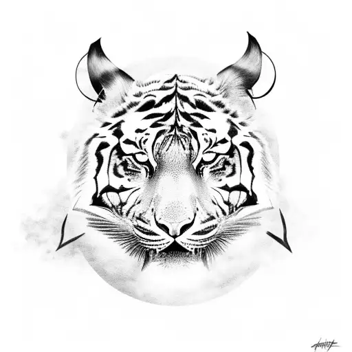 A Fierce Tiger Snarling Surrounded By A Swirling Black And Grey Heavy Metal Design