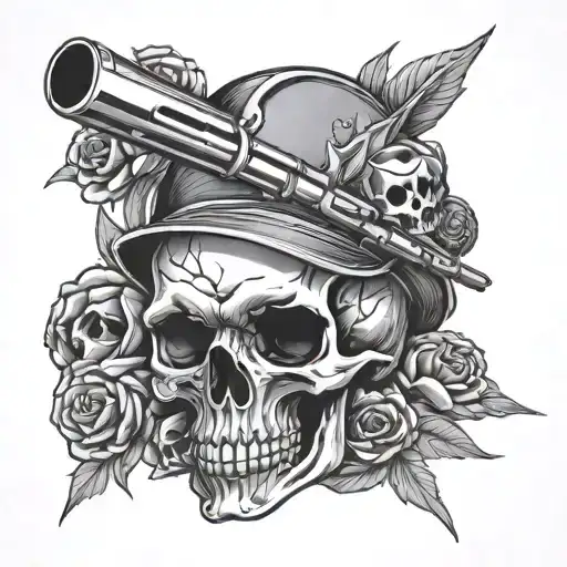Skull With Bullet Going