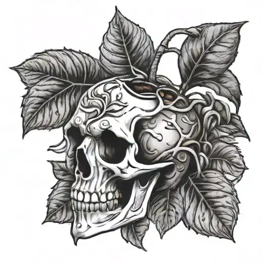 A Coffee Bean Plant Growing Into A Horror Skull