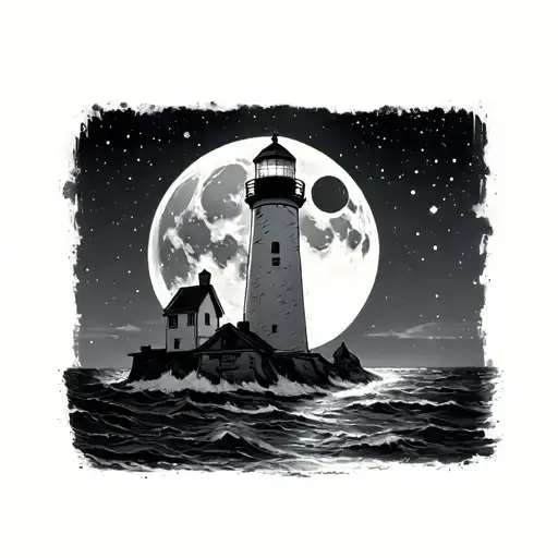 Lighthouse In Moon Crescent