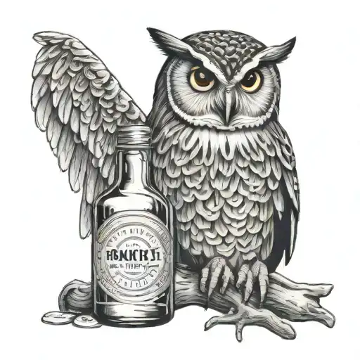 Owl And Bingo Card Featuring Baileys Bottle Memorial