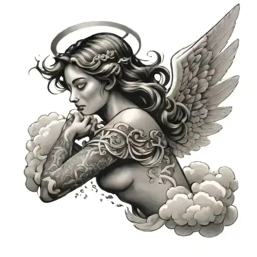Angel With Clouds Surrounding