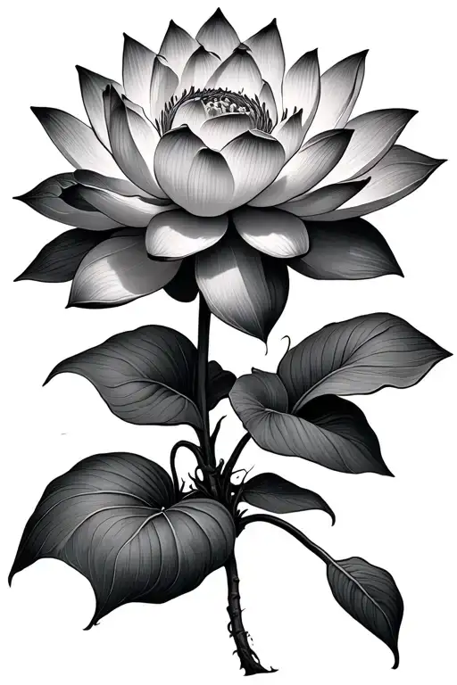 Half Lotus Flower Growing Root Growing