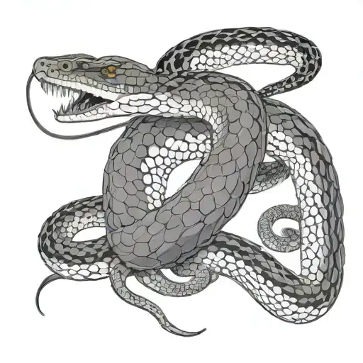 Garter Snake Wrapped Around A Dragon Flying