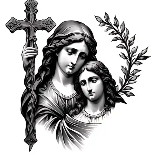 Weeping Mary And Jesus With Cross