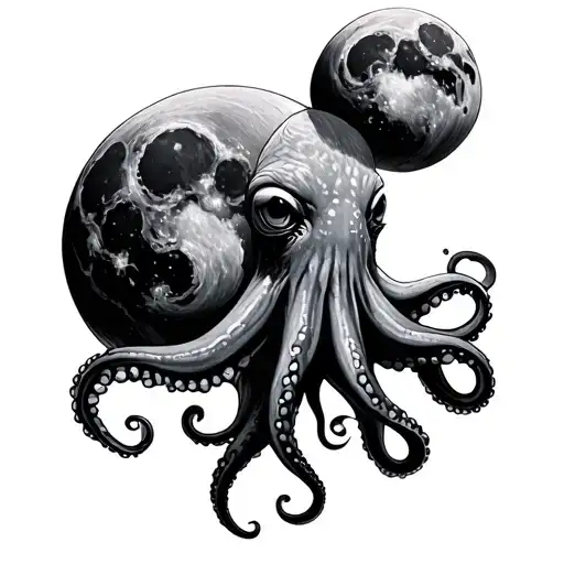 Octopus Holding Cresent Moon
