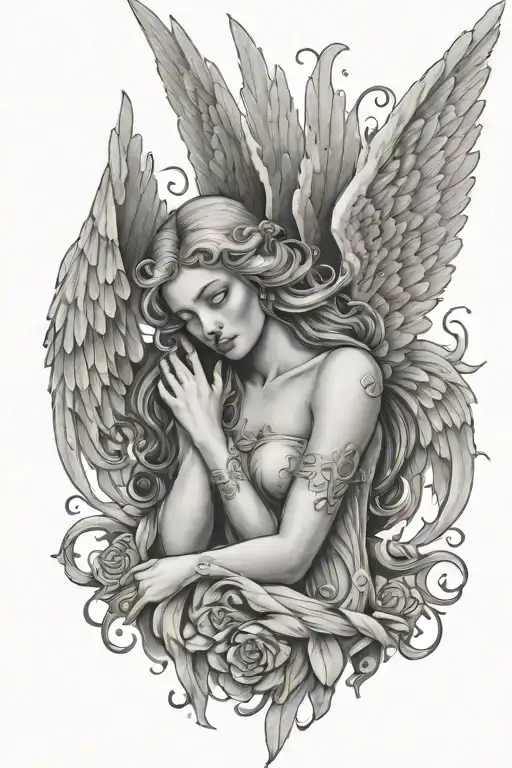 Crying Angel With Wings