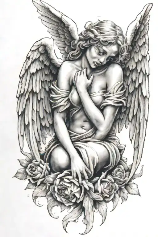 Crying Angel With Wings