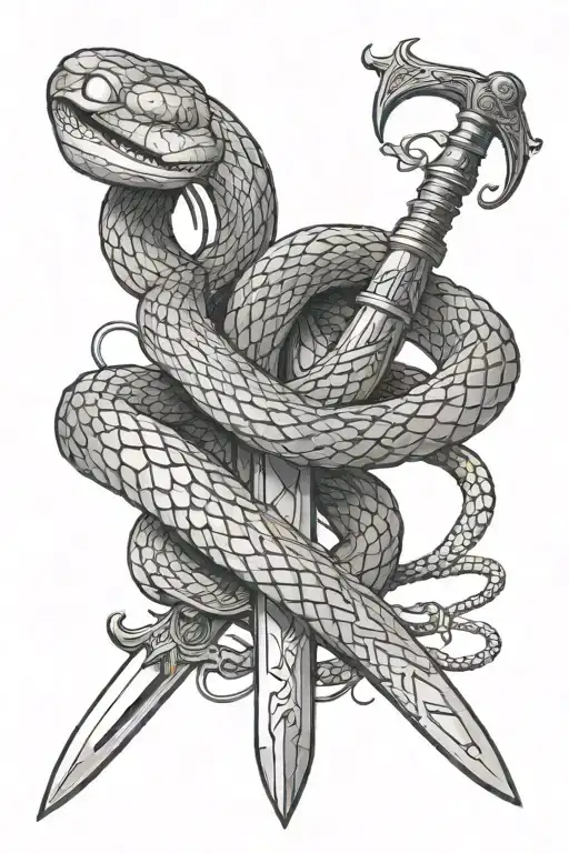 Snake Wrapped Around A Sword