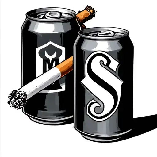 Marlboro Cigarette And Beer Can With The Initial S Intertwined In It
