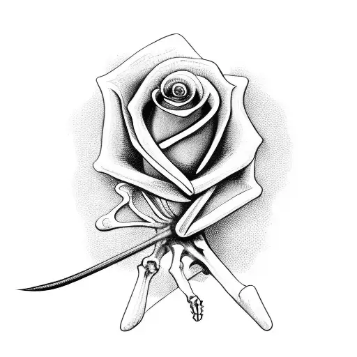 Skeleton Hand Shooting A Rose With A Bow