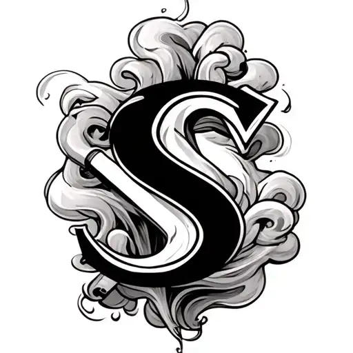 Marlboro Cigarette With The Initial S Incorporated In The Smoke