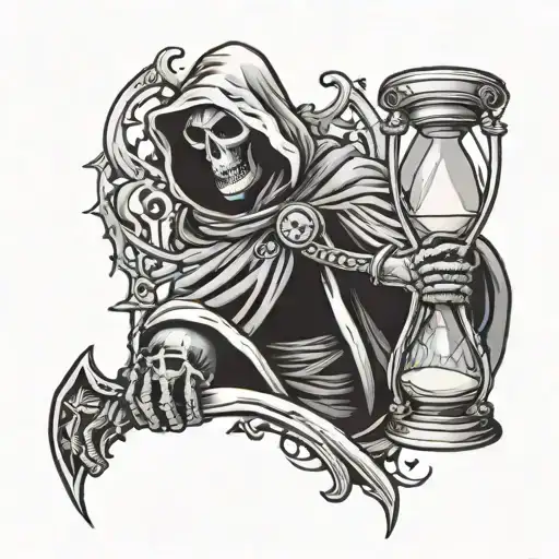 Grim Reaper Holding A Hourglass