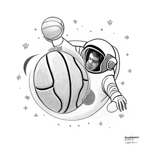 Smokey Astronaut Playing Basketball