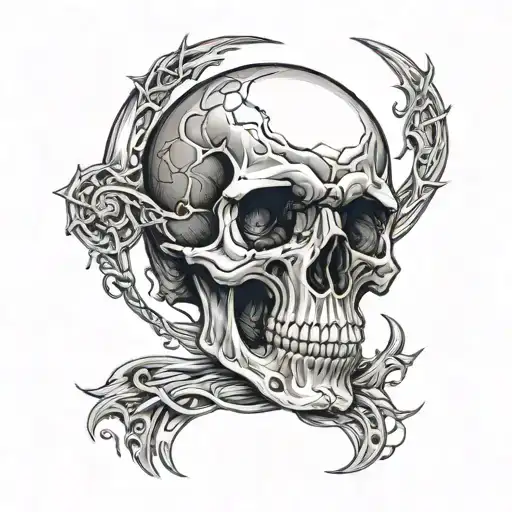 Skull Full Moon Intertwined