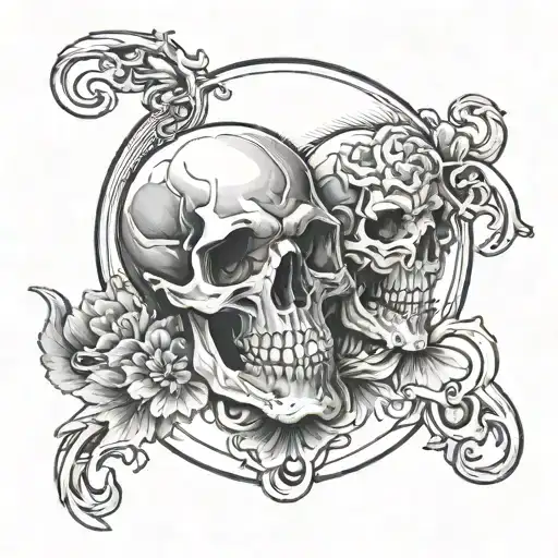 Skull Full Moon Merging Together