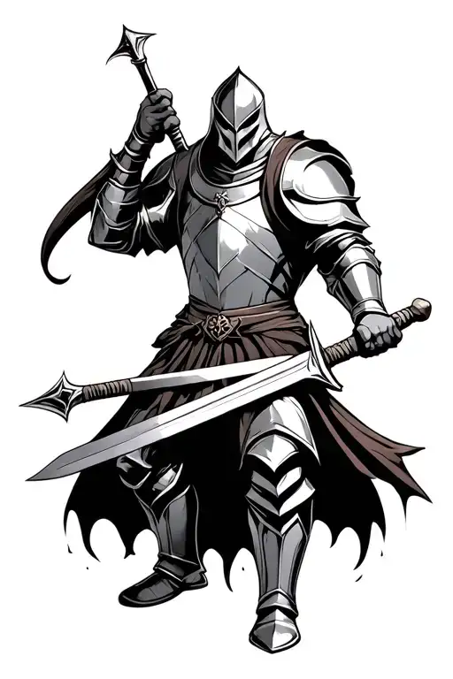 A Full Bodyknight Holding A Sword Ready To Fight And Win