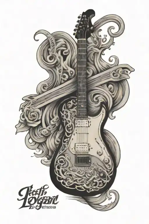 Guitar With The Names Logan Ethan And Dekota Incorporated