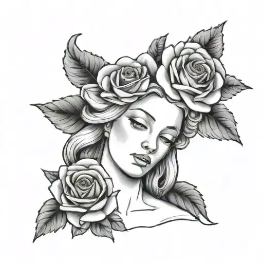 Virgin Marry With Roses Underneath And A Background Behind The Head