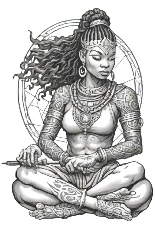 Black Women Warrior Meditating